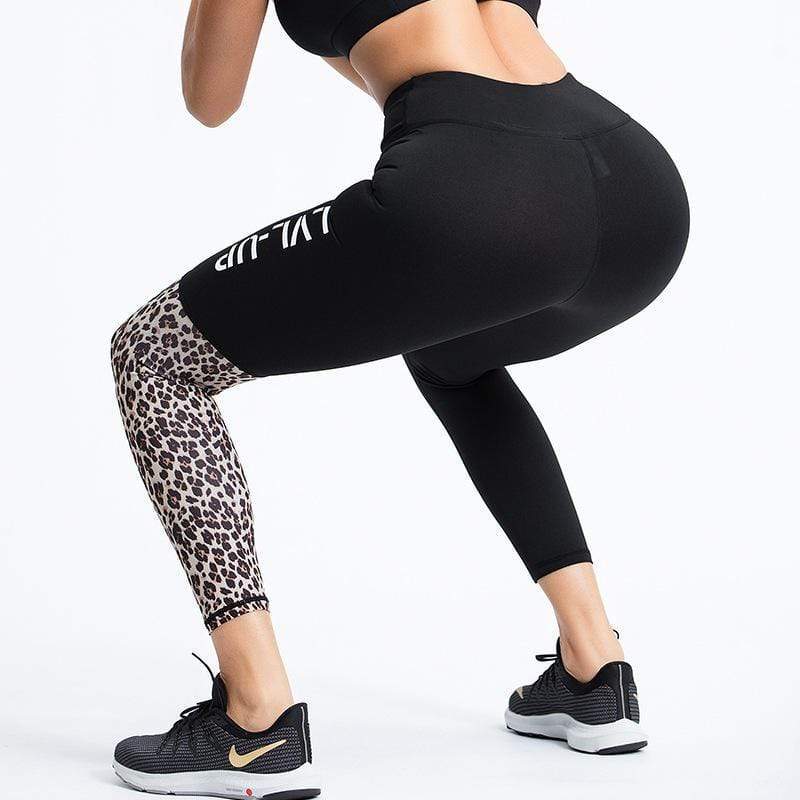 Leopard Stitching Shows Hip High Waist Yoga Pants