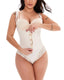 Zipper Button Triangle Lace Bodyshaper