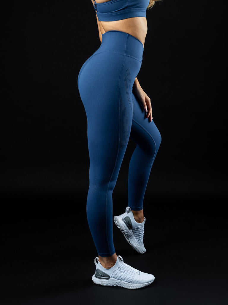 Surface Path Laser Cut Legging True Navy