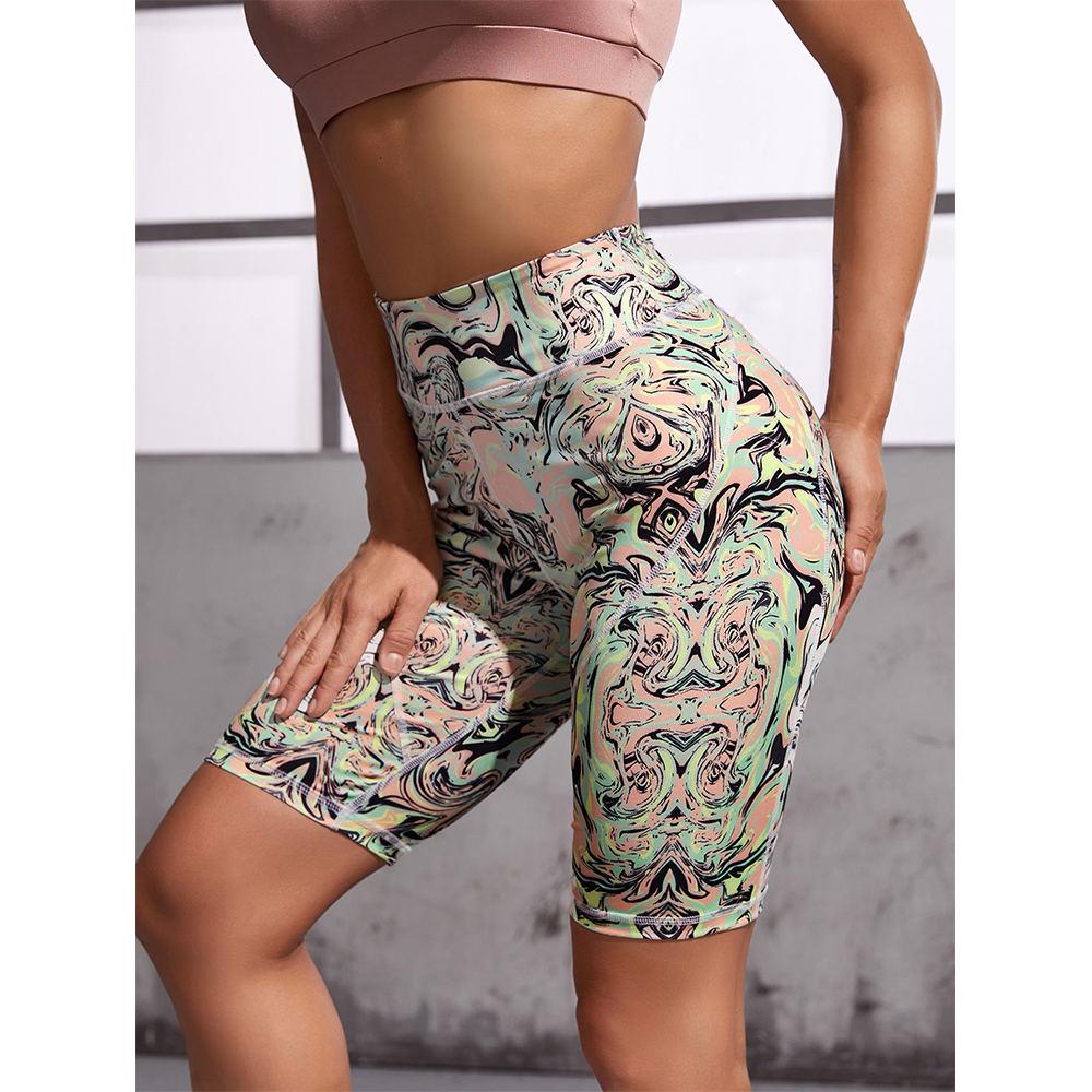 Sports print skinny shorts