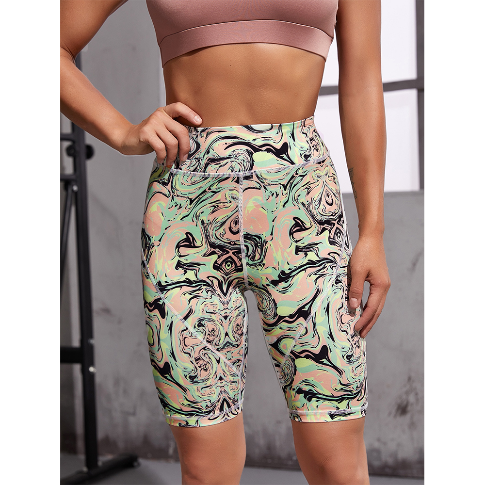 Sports print skinny shorts