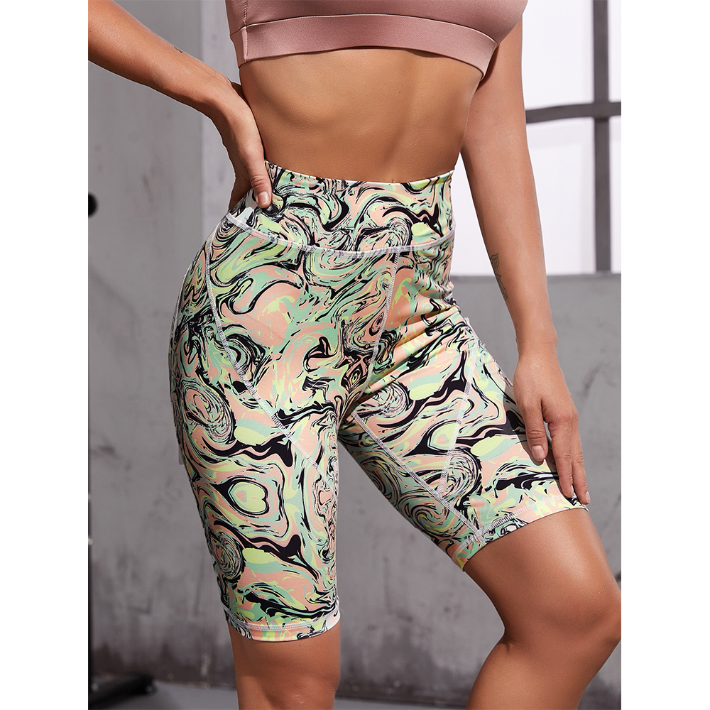 Sports print skinny shorts