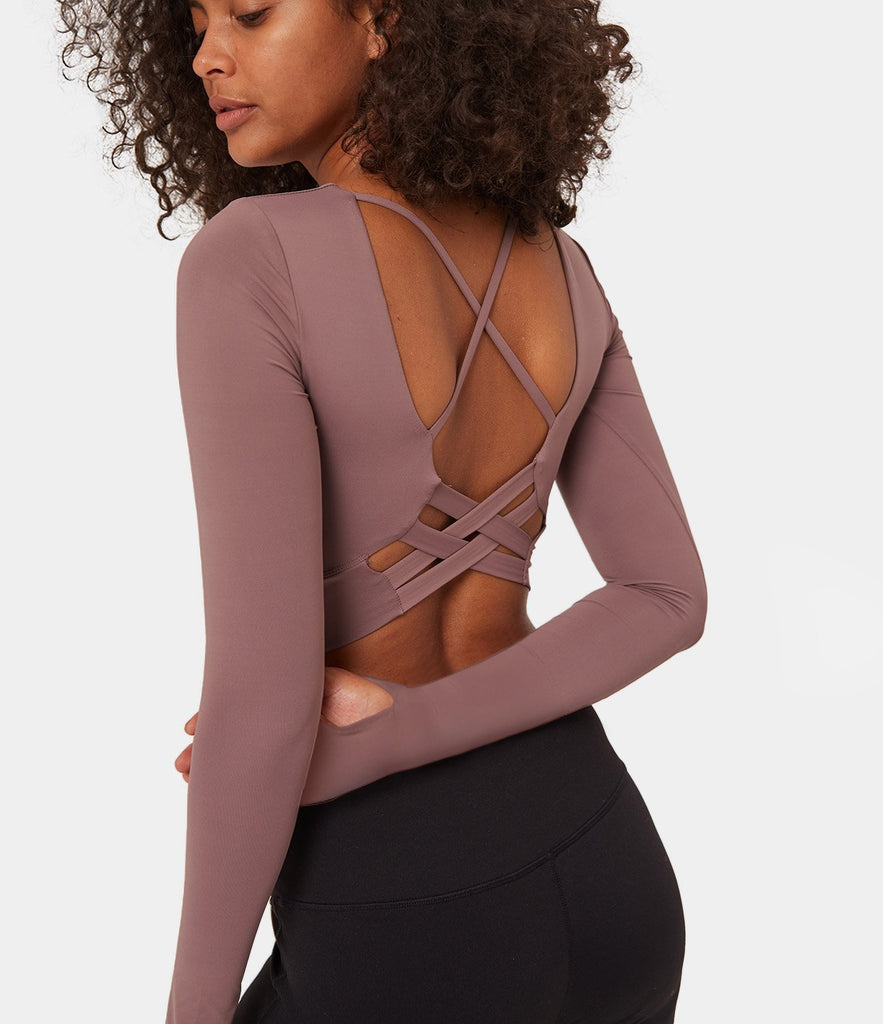 Bloom Cropped Crisscross Strappy Sports Top